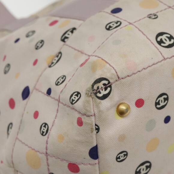 CHANEL Tote Bag Canvas Multicolor Gold CC - Picture 9 of 16